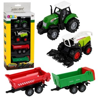 Traktor Zestaw Pojazdy Rolnicze Traktor Sieczkarnia Przyczepy Transport 1:68 4 szt. Lean (30217)