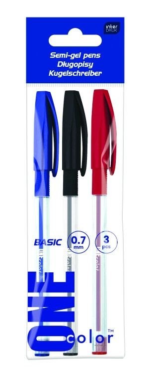 Długopis standard BASIC ONE COLOR PERFECT z gripem wkład mix 0,7mm Interdruk (żelowy)