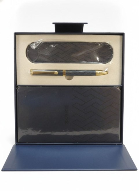 Zestaw piśmienniczy PREMIUM GRANATOWY DŁUG.+NOTES+ETUI Cresco (851002)