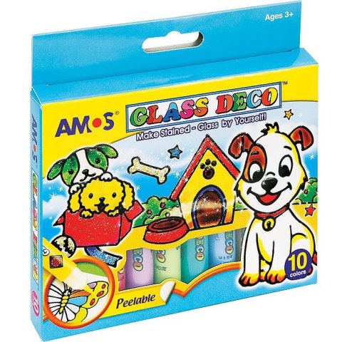 Farba do malowania na szkle kolor: mix 10,5ml 9 kolor. Amos (GD10P10)