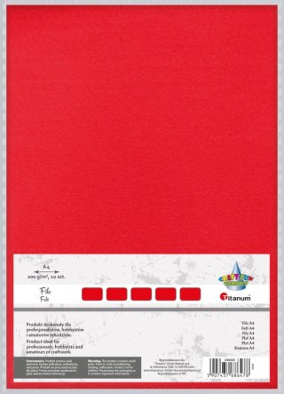 Filc Craft-Fun Series A4 kolor: czerwony 10 ark. [mm:] 210x297 Titanum (344565)