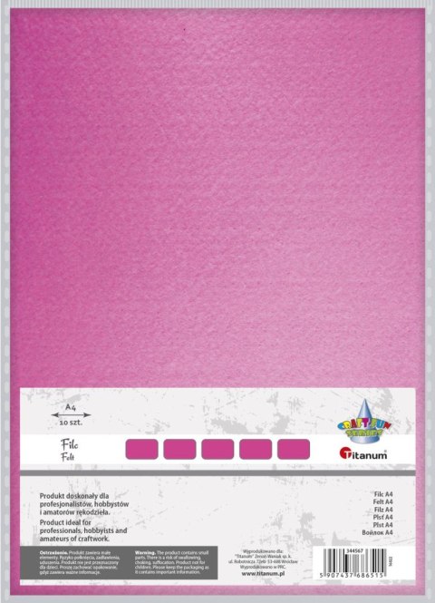 Filc Craft-Fun Series A4 kolor: różowy 10 ark. [mm:] 210x297 Titanum (010)