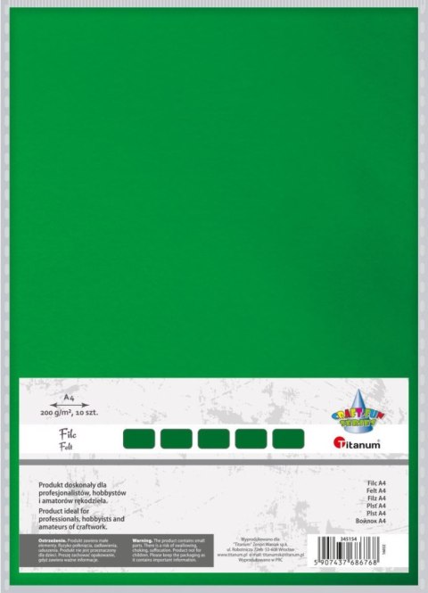 Filc Craft-Fun Series A4 kolor: zielony ciemny 10 ark. [mm:] 210x297 Titanum (345154)