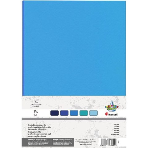 Filc Craft-Fun Series tonacja niebieska A4 10 ark. Titanum