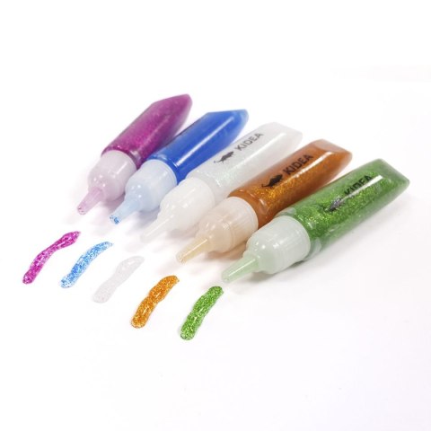 Klej w płynie brokatowy 12 kol. 6ml Kidea (KB12KA)