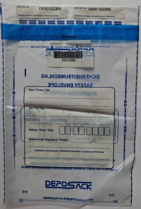 Koperta bezpieczna deposack B4 transparentna B4 [mm:] 255x360 A&G Koperty (2388) 500 sztuk