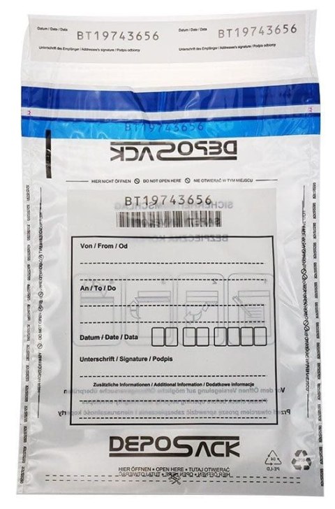 Koperta bezpieczna deposack B5 transparentna B5 [mm:] 185x260 A&G Koperty (2357) 500 sztuk