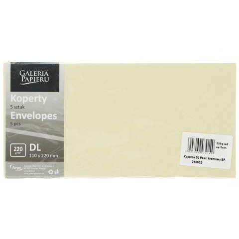Koperta pearl kremowy SP DL kremowa Galeria Papieru (280902) 5 sztuk