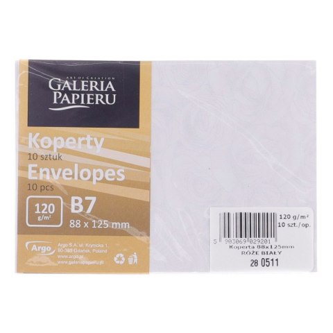 Koperta róże B7 biała [mm:] 88x125 Galeria Papieru (280511) 10 sztuk