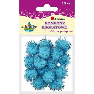 Pompony Craft-Fun Series brokatowe niebieski 15 szt Titanum (338527)
