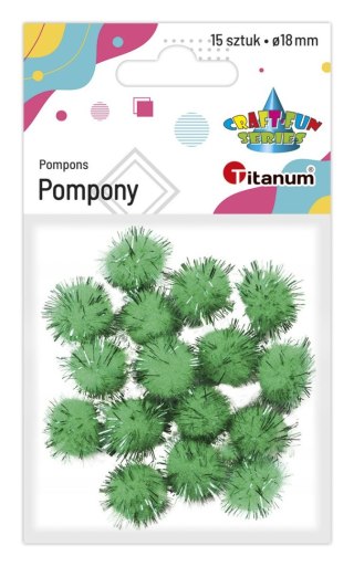 Pompony Craft-Fun Series brokatowe zielone 15 szt Titanum (338536)