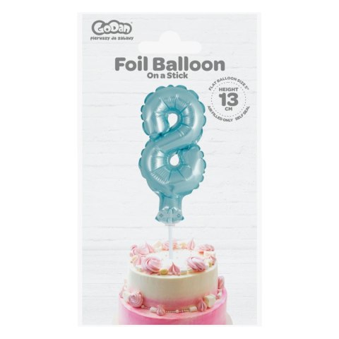 Balon foliowy błękitny 13 cm cyfra 8 Godan (BC-5BLO8)