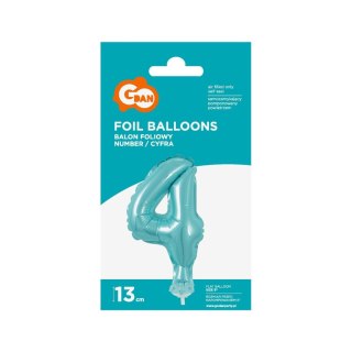 Balon foliowy błękitny 13 cm cyfra 4 Godan (BC-5BLO4)