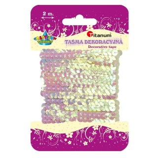 Taśma ozdobna Craft-Fun Series z cekinami 6x2 [mm x m] kremowa Titanum
