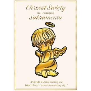 Kartka składana Karnet A5 CHRZEST ZŁOTY ANIOŁ Henry (5908451982201)
