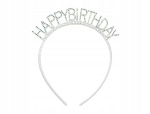 Opaska Happy Birthday srebrna Partydeco (OP68-008)