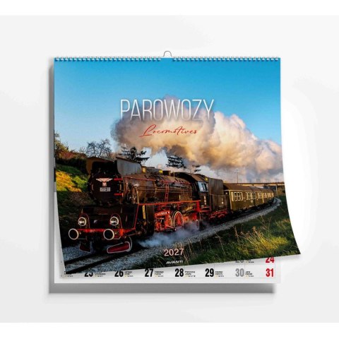 Kalendarz ścienny Parowozy wieloplanszowy 330mm x 330mm Avanti (KD-36)