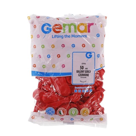 Balon kształty serca czerwony 50 szt Godan (CR/CZ45/50)