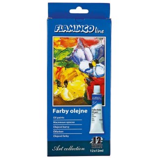 Farba olejna kolor: mix 12ml 12 kolor. Flamingo Line