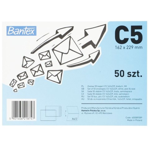 Koperta HK C5 biała Bantex (400089389) 50 sztuk