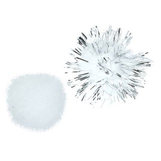 Pompony Craft-Fun Series brokatowe i matowe biały 50 szt Titanum (361536)