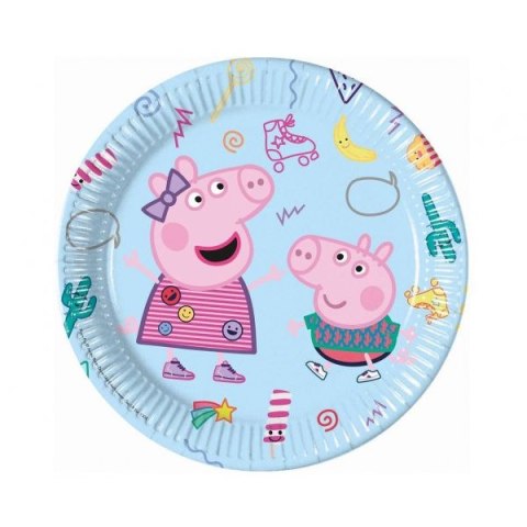 Talerz jednorazowy Peppa Pig (Hasbro) papier śr. 230mm 8 szt Godan (93436)