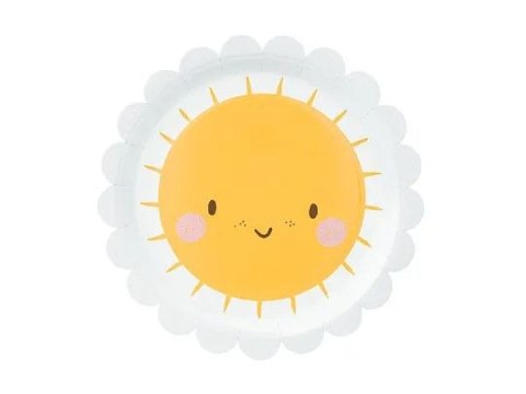 Talerz jednorazowy słoneczko papier śr. 180mm 6 szt Partydeco (TPP77)