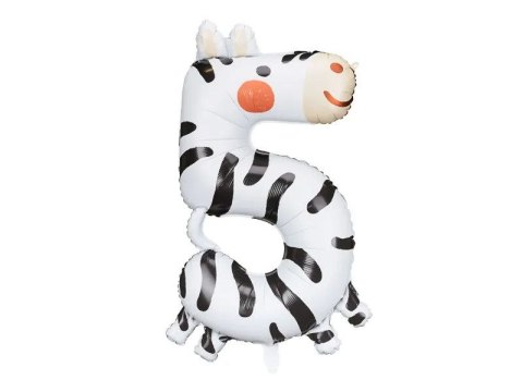 Balon foliowy Cyfra 5 - Zebra, 68x98 cm 31cal Partydeco (FB163-5)