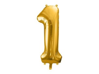 Balon foliowy cyfra 1 złota, 86cm 34cal Partydeco (FB1M-1-019)