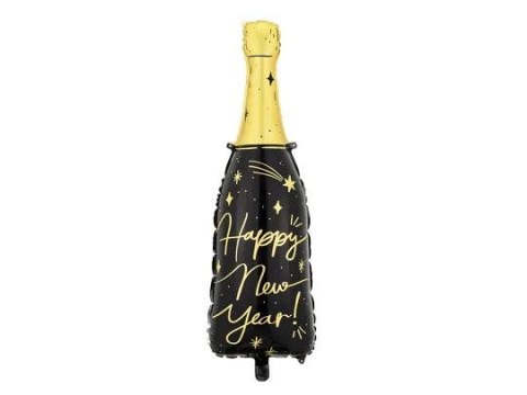 Balon foliowy Butelka Happy New Year, 39,5x98 cm, mix Partydeco (FB164)