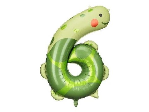 Balon foliowy Cyfra 6 - Żółw, 75x96 cm 34cal Partydeco (FB163-6)
