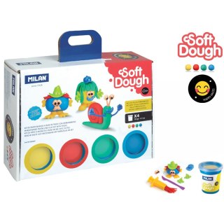 Ciastolina 4 kol. Funny Faces z narzędziami 116g Milan (913304HF)