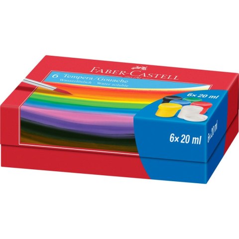 Farby plakatowe kolor: różne 20ml 6 kolor. Faber Castell (121040 FC)