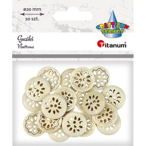 Guziki Craft-Fun Series 20mm, ażurowe naturalny 20 szt Titanum (WDY216)