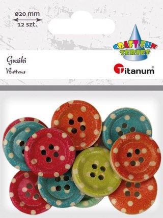 Guziki Craft-Fun Series drewniane okrągłe 20mm mix 12 szt Titanum