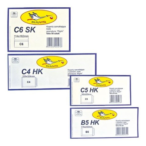 Koperta hk B5 brązowa [mm:] 176x250 WZ Eurocopert 50 sztuk