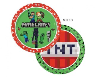 Talerz jednorazowy Minecraft papier śr. 230mm 8 szt Godan (95441)
