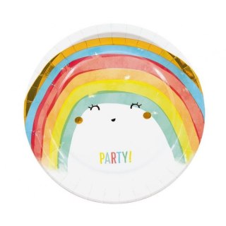 Talerz jednorazowy Rainbow Party papier śr. 230mm 8 szt Godan (93561)