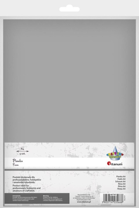 Arkusz piankowy Craft-Fun Series pianka dekoracyjna A4 5 szt. kolor: szary 5 ark. Titanum (6139)