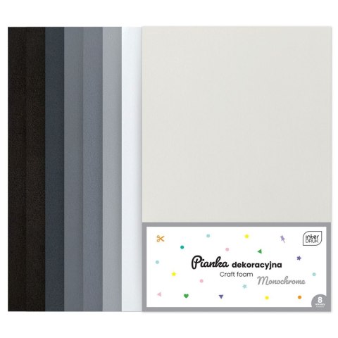 Arkusz piankowy pianka dekoracyjna MONOCHROME kolor: mix 8 ark. [mm:] 210x297 Noster (8szt)
