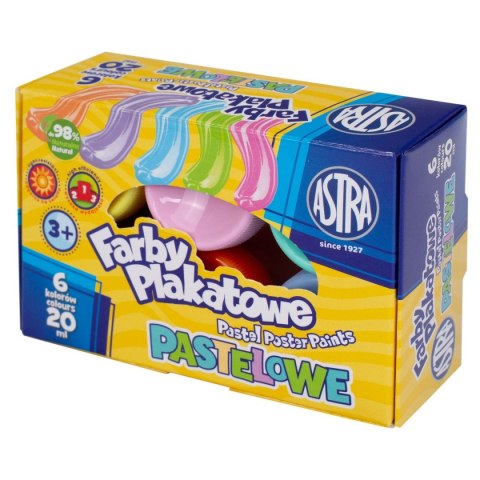 Farby plakatowe pastelowe kolor: mix 20ml 6 kolor. Astra (301121001)