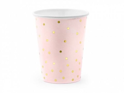 Kubek jednorazowy Kropki, jasny róż (1 op. / 6 szt.) papier 260ml Partydeco (KPP50-081J-EU1)