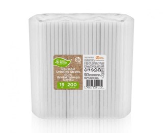 Słomka wielokrotnego użytku, białe, 7,5x190 mm/ 200 szt. 200 szt Godan (RW-BI02)