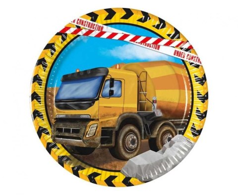 Talerz jednorazowy Budowa papier śr. 200mm 8 szt Godan (95468)