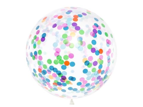 Balon gumowy z okrągłym konfetti, 1m, mix transparentny 1000mm 36cal Partydeco (BK36-1-000)