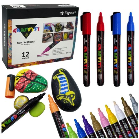 Flamaster Zestaw Pisaków Flamastrów Akrylowych Intensywne Kolory 12szt Lean (21006)