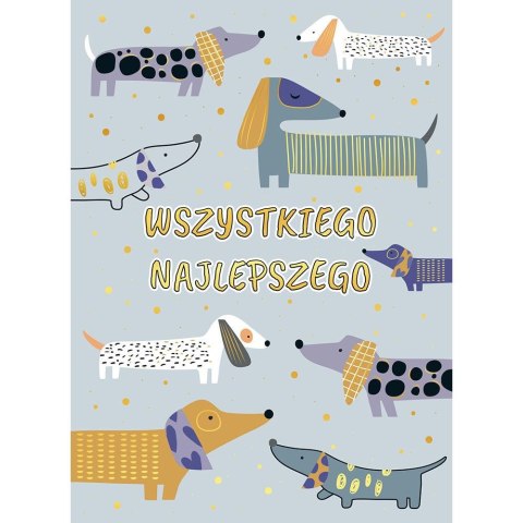 Kartka składana Karnet B6 szare psy B6 Henry (5905701483211)