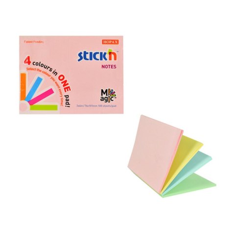 Notes samoprzylepny (karteczki) Magic Pads pastel mix 100k [mm:] 76x101 Stick'n (21575)