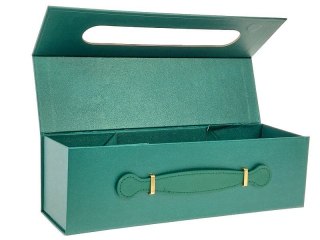 Pudełko na prezent do samodzielnego składania, na wino, zielone [mm:] 335x105x 100 Adar (617889)