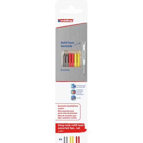 Wkład do ołówka (grafit) Budowlany Mix Kolorów E-8881 do ołówka E-8880 Edding (ED-8881-6-2999)